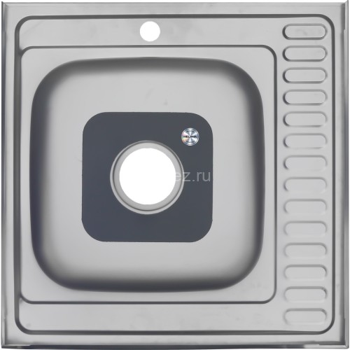 Мойка 6060 R MELANA 0,8/180 накладная прямоугольная с сифоном (006/2 R *10)