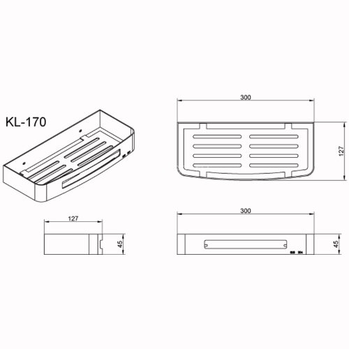Полка AZARIO прямоугольная одноэтажная, хром (AZ-170)