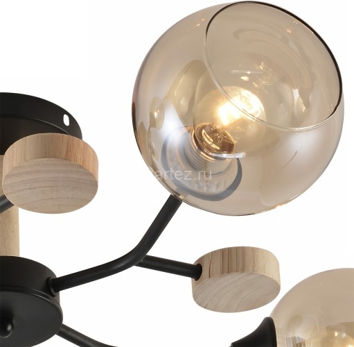 Потолочная люстра Reluce 01501-0.3-05 BK+WOOD