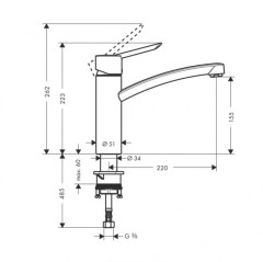 Hansgrohe 31786000 Focus S Смеситель для кухни, однорычажный, с накидной гайкой, 1/2