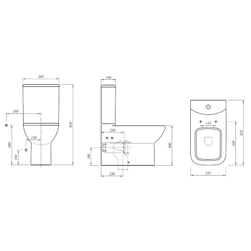 Унитаз-компакт KALE BABEL 355х655х810 с функцией биде, сиденьем микролифт и арматурой