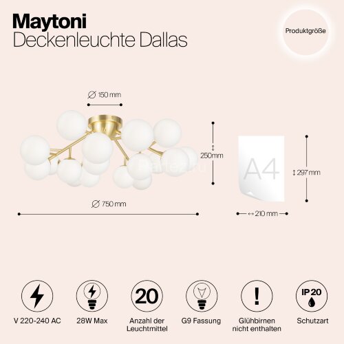 Потолочная люстра Maytoni MOD545CL-20BS