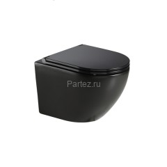 Унитаз подвесной Azario Grado 490х370х360 безободковый с сиденьем микролифт, черный матовый (AZ-0046