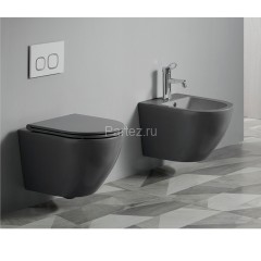 Унитаз подвесной Azario Grado 490х370х360 безободковый с сиденьем микролифт, черный матовый (AZ-0046