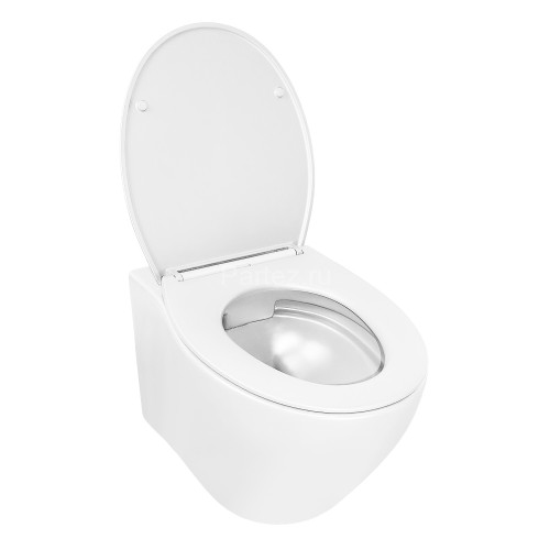 Унитаз подвесной Azario Keras 370х520х360 безободковый, с быстросъемным сиденьем микролифт, белый гл