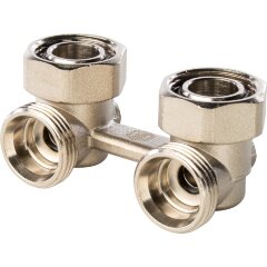 Узел нижнего подключения радиатора для двухтрубной системы угловой 3/4" Stout