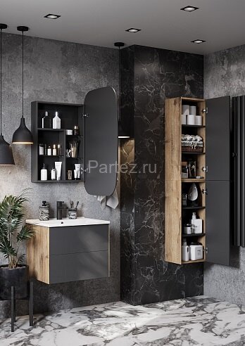 Зеркало-шкаф AQUATON Сохо 60 левая, графит (1A258302AJA0L)