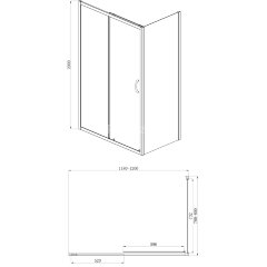 Душевое ограждение AZARIO 1200х800х2000, БЕЗ ПОДДОНА, прозрачное стекло 6 мм, открывание налево, цвет профиля серебро (AZ-ND1131 L 1200)