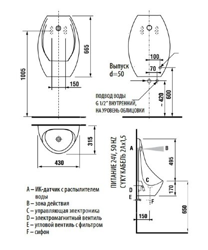 Писсуар Jika Domino Sensor с ИК-датчиком Белый (4110.1.000.488.1)