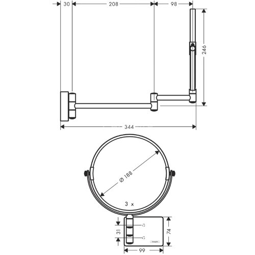 Косметическое зеркало Hansgrohe AddStoris, Черный (41791340)