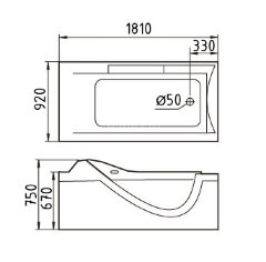Акриловая ванна Gemy G9055 O R