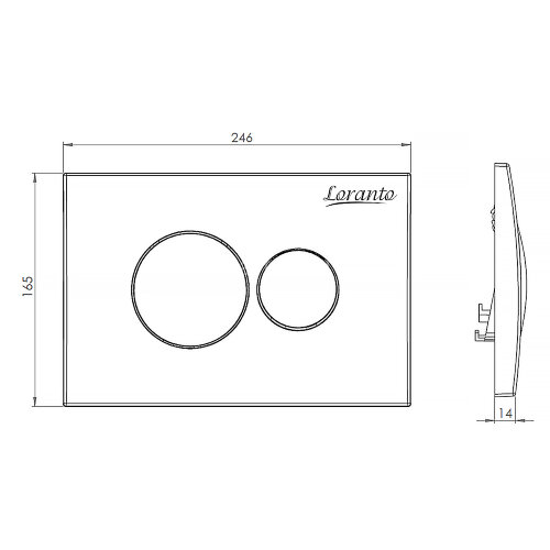 Кнопка смыва Loranto механическая, двойная, черный матовый