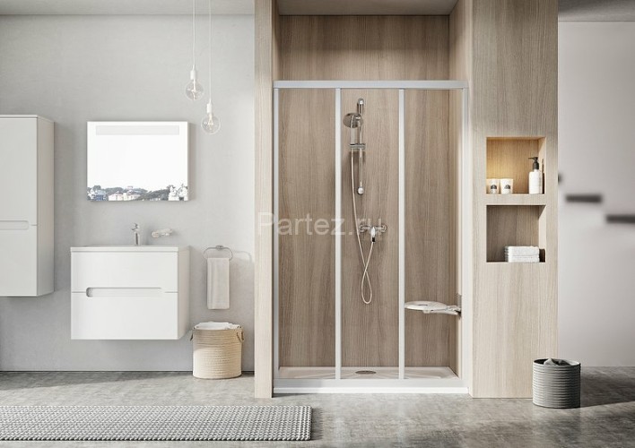 Душевая дверь Ravak раздвижная 100х188, толщина полотна 3мм универсальная, цвет профиля сатин