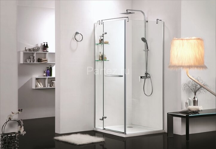 Душевое ограждение Azario MONTREAL 900х900х2000 L, со стеклянной полкой, без поддона, прозрачное стекло 8 мм, цвет профиля серебро (AZ-NWG1231-L)