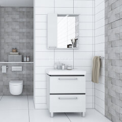 Зеркало-шкаф AQUATON РОНДА 60 с подсветкой, левый, дуб светлый (1A205102RSC2L)