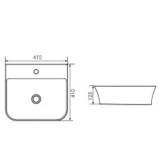 Раковина накладная Azario 410х410х125 квадратная, белый глянец (AZ-2257)